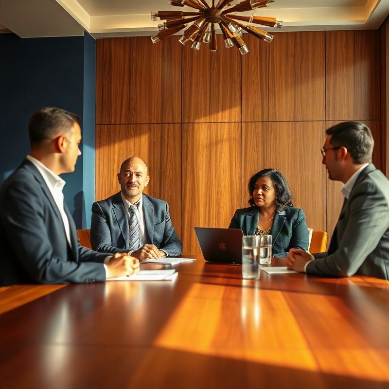 Small team of financial professionals in a Mombasa boardroom