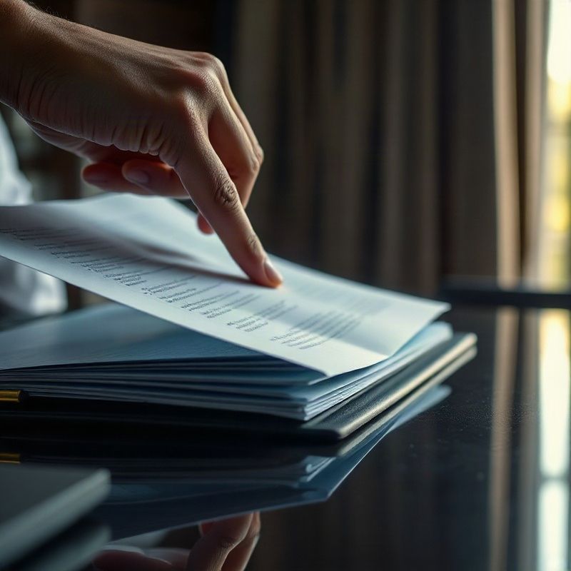 An executive placing a document into a structured folder